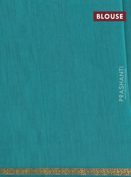 Semi maheswari cotton saree deep purple and teal green with zari woven buttas and small zari woven border