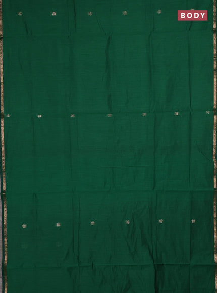 Semi maheswari cotton saree green and pink with zari woven buttas and small zari woven border
