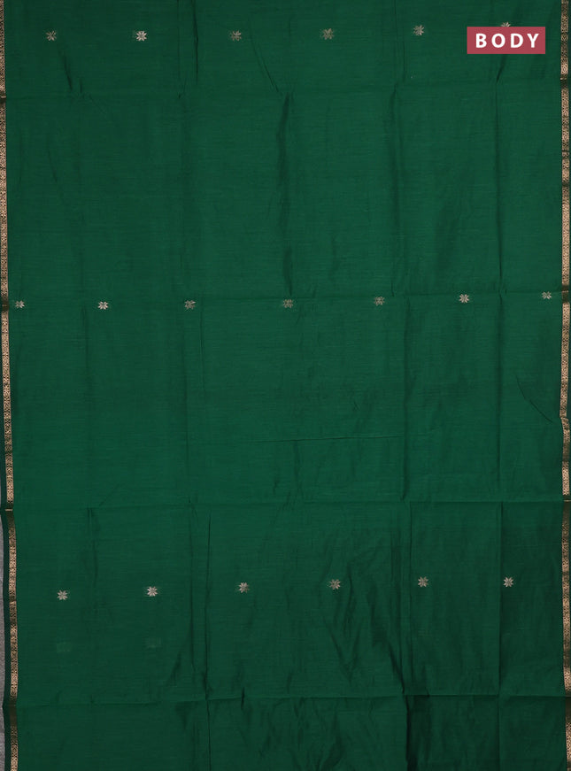 Semi maheswari cotton saree green and pink with zari woven buttas and small zari woven border