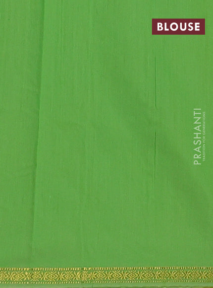 Semi maheswari cotton saree yellow and light green with zari woven buttas and small zari woven border