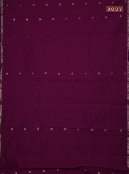 Semi maheswari cotton saree purple and blue with zari woven buttas and small zari woven border