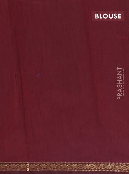Semi maheswari cotton saree blue and dark maroon with zari woven buttas and small zari woven border