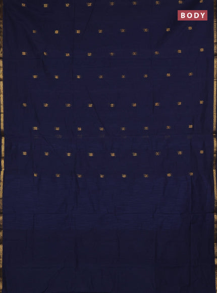 Semi maheswari cotton saree grey and bluish green with zari woven buttas and small zari woven border