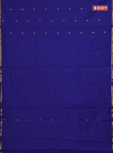 Semi maheswari cotton saree blue and onion pink with zari woven buttas and small zari woven border