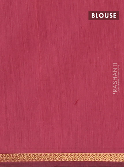 Semi maheswari cotton saree blue and onion pink with zari woven buttas and small zari woven border