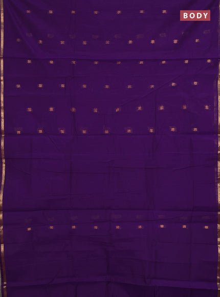 Semi maheswari cotton saree purple and peacock green with zari woven buttas and small zari woven border