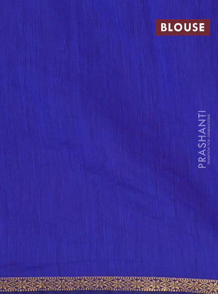 Semi maheswari cotton saree maroon and blue with zari woven buttas and small zari woven border