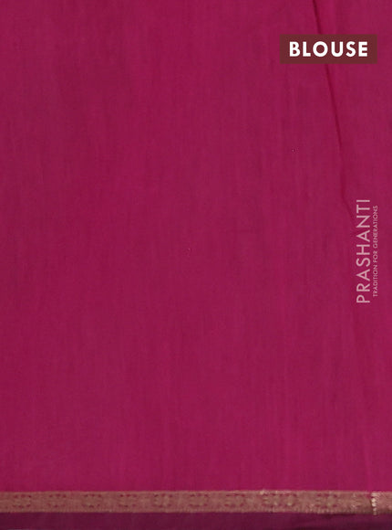 Semi maheswari cotton saree grey and magenta pink with zari woven buttas and small zari woven border