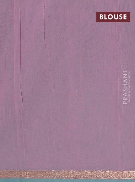 Semi maheswari cotton saree teal green and pink shade with zari woven buttas and small zari woven border