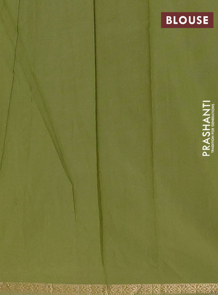 Semi maheswari cotton saree lime yellow and light green with zari woven buttas and small zari woven border