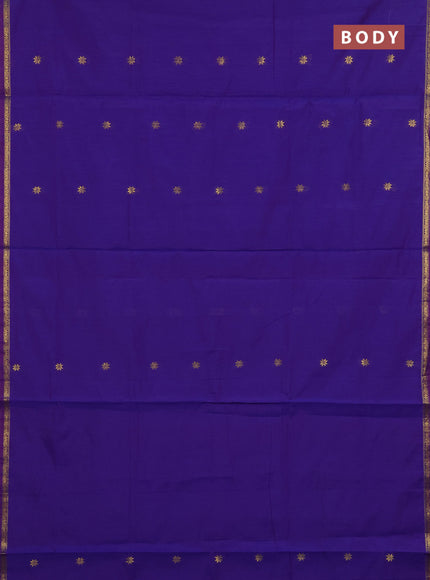 Semi maheswari cotton saree violet and pink with zari woven buttas and small zari woven border