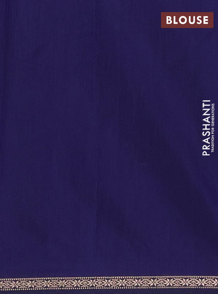 Semi maheswari cotton saree grey and navy blue with zari woven buttas and small zari woven border