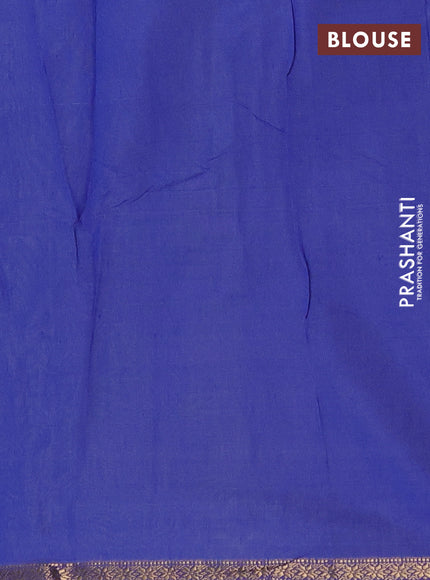 Semi maheswari cotton saree pista green and blue with zari woven buttas and small zari woven border