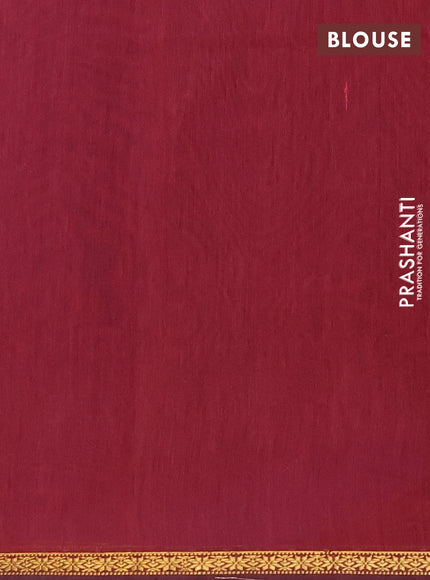 Semi maheswari cotton saree blue and maroon with zari woven buttas and small zari woven border