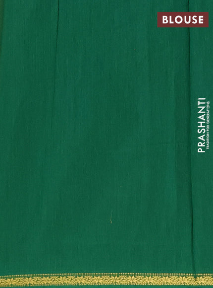 Semi maheswari cotton saree mustard yellow and green with zari woven buttas and small zari woven border