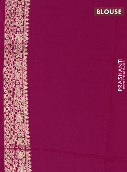 Crepe silk saree pink with allover prints & pita embroidery work and zari woven border