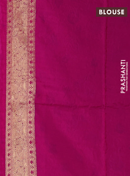 Crepe silk saree pink with allover prints & pita embroidery work and zari woven border