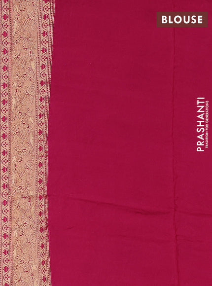 Crepe silk saree cream and pink with allover prints & pita embroidery work and zari woven border