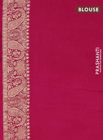 Crepe silk saree cream and pink with allover prints & pita embroidery work and zari woven border