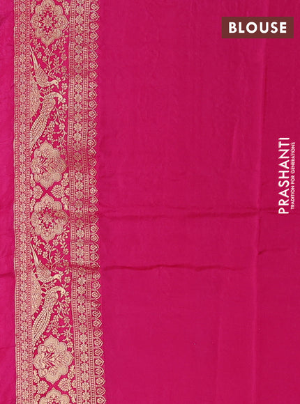 Crepe silk saree pink with allover prints & pita embroidery work and zari woven border