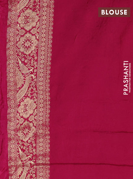 Crepe silk saree cream and pink with allover prints & pita embroidery work and zari woven border