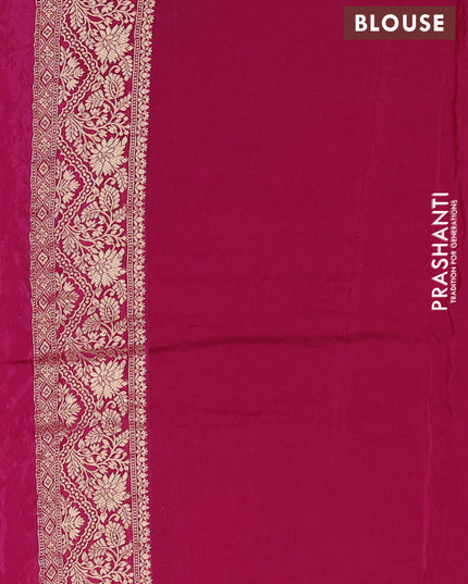 Crepe silk saree mustard yellow and pink with allover prints & pita embroidery work and zari woven border