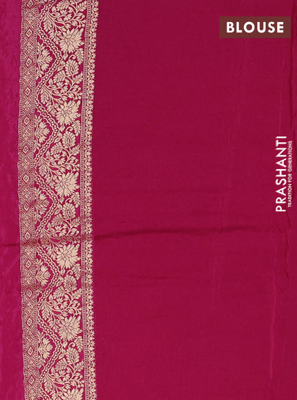 Crepe silk saree mustard yellow and pink with allover prints & pita embroidery work and zari woven border