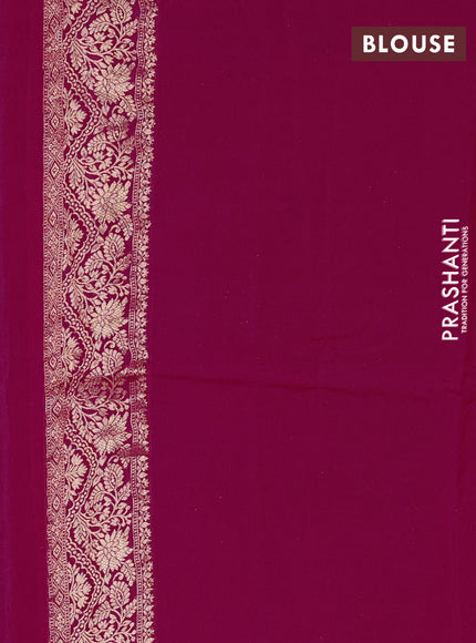 Crepe silk saree pink with allover prints & pita embroidery work and zari woven border