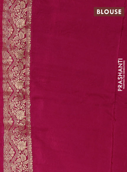 Crepe silk saree cream and pink with allover prints & pita embroidery work and zari woven border