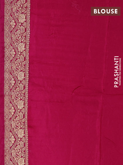 Crepe silk saree cream and dark pink with allover prints & pita embroidery work and zari woven border