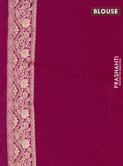 Crepe silk saree pink with allover prints & pita embroidery work and zari woven border