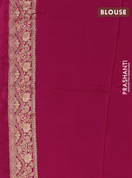 Crepe silk saree mustard yellow and dark pink with allover prints & pita embroidery work and zari woven border