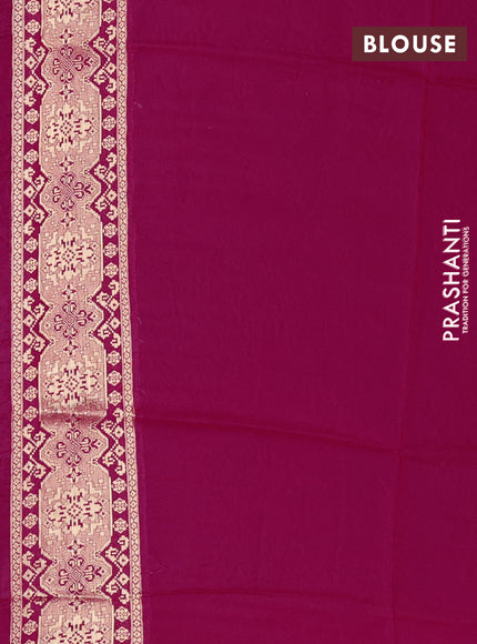 Crepe silk saree pink with allover prints & pita embroidery work and zari woven border
