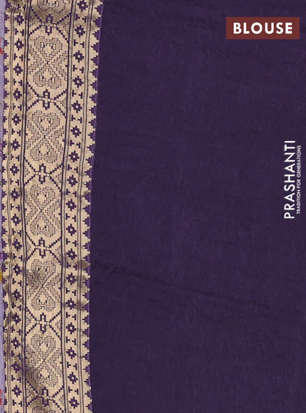 Crepe silk saree pastel purple and purple shade with allover prints & pita embroidery work and zari woven border