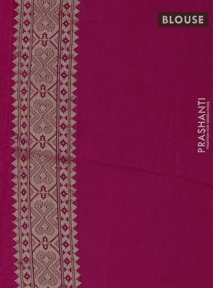 Crepe silk saree pink with allover prints & pita embroidery work and zari woven border