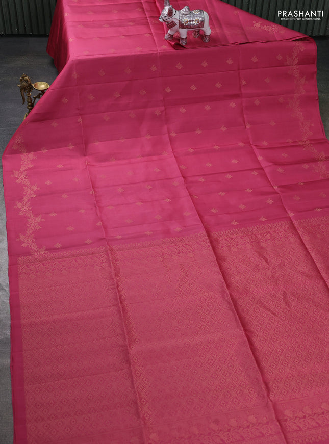 Pure soft silk saree pastel maroon with zari woven buttas and zari woven border