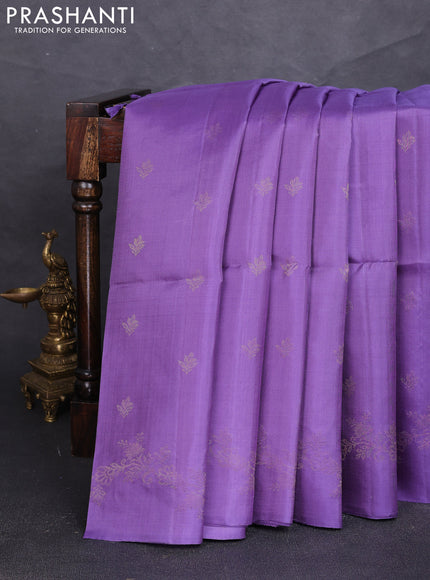 Pure soft silk saree lavender with allover zari woven buttas and zari woven border
