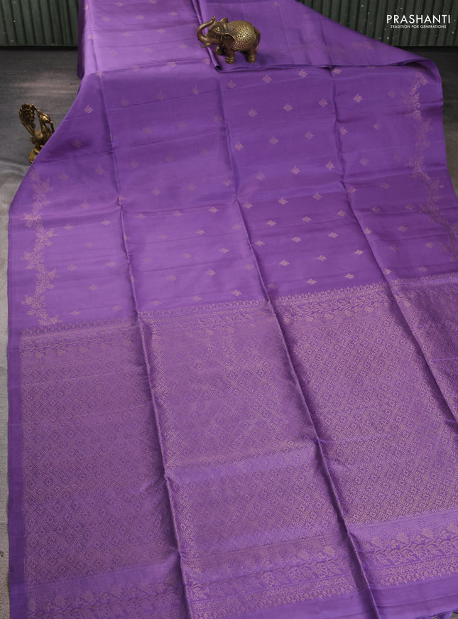 Pure soft silk saree lavender with allover zari woven buttas and zari woven border