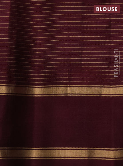 Pure soft silk saree rust shade and deep maroon with allover small zari checks & buttas and rettapet zari woven border