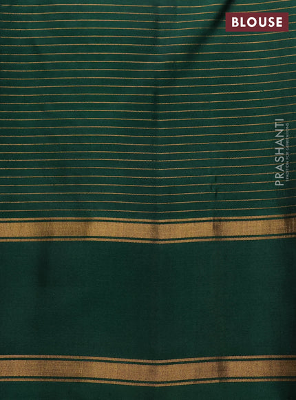 Pure soft silk saree navy blue and bottle green with allover small zari checks & buttas and rettapet zari woven border