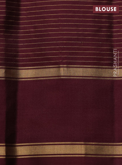 Pure soft silk saree dark beige and deep maroon with allover small zari checks & buttas and rettapet zari woven border