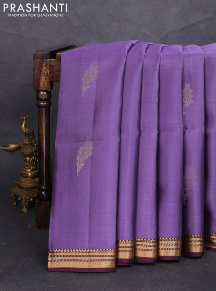 Pure soft silk saree purple and deep wine shade with zari woven buttas and zari woven border