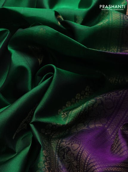 Pure soft silk saree green and violet with zari woven buttas and zari woven border
