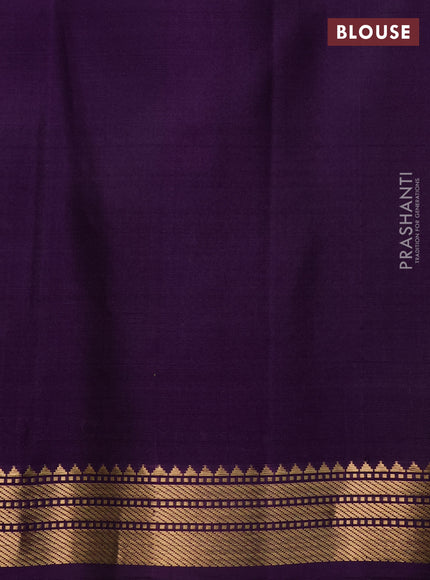 Pure soft silk saree green and violet with zari woven buttas and zari woven border