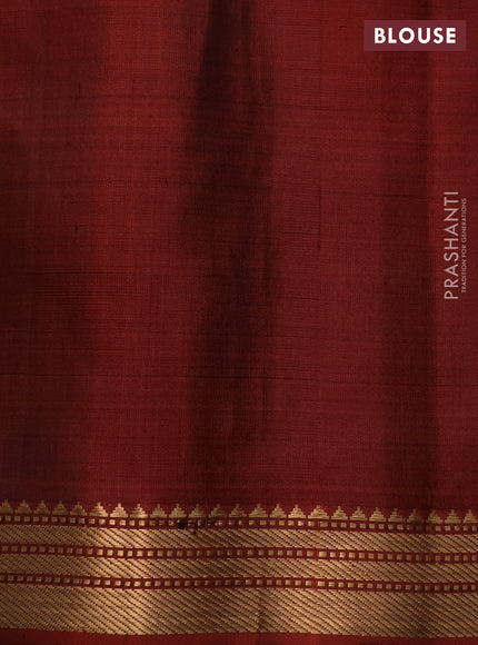 Pure soft silk saree green and orange with zari woven buttas and zari woven border