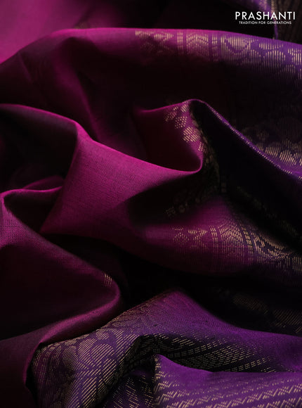 Pure soft silk saree deep wine and violet with allover zari woven buttas and zari woven border