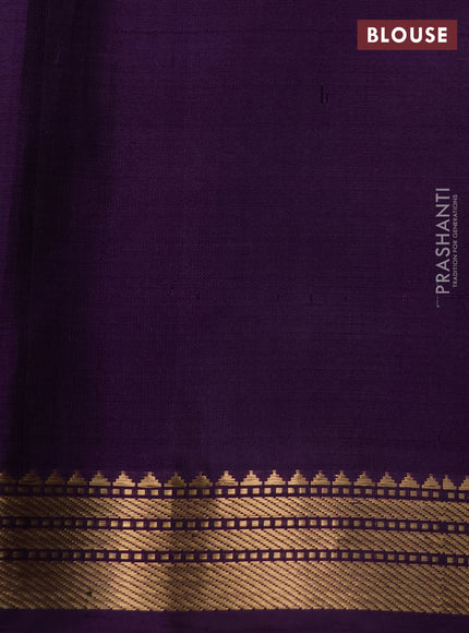 Pure soft silk saree deep wine and violet with allover zari woven buttas and zari woven border
