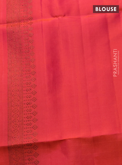 Pure soft silk saree royal blue and dual shade of pinkish orange with allover thread & zari weaves & buttas in borderless style