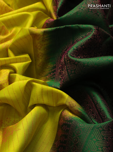 Pure soft silk saree lime green and green with allover thread & zari weaves & buttas in borderless style