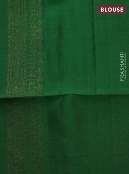 Pure soft silk saree lime green and green with allover thread & zari weaves & buttas in borderless style